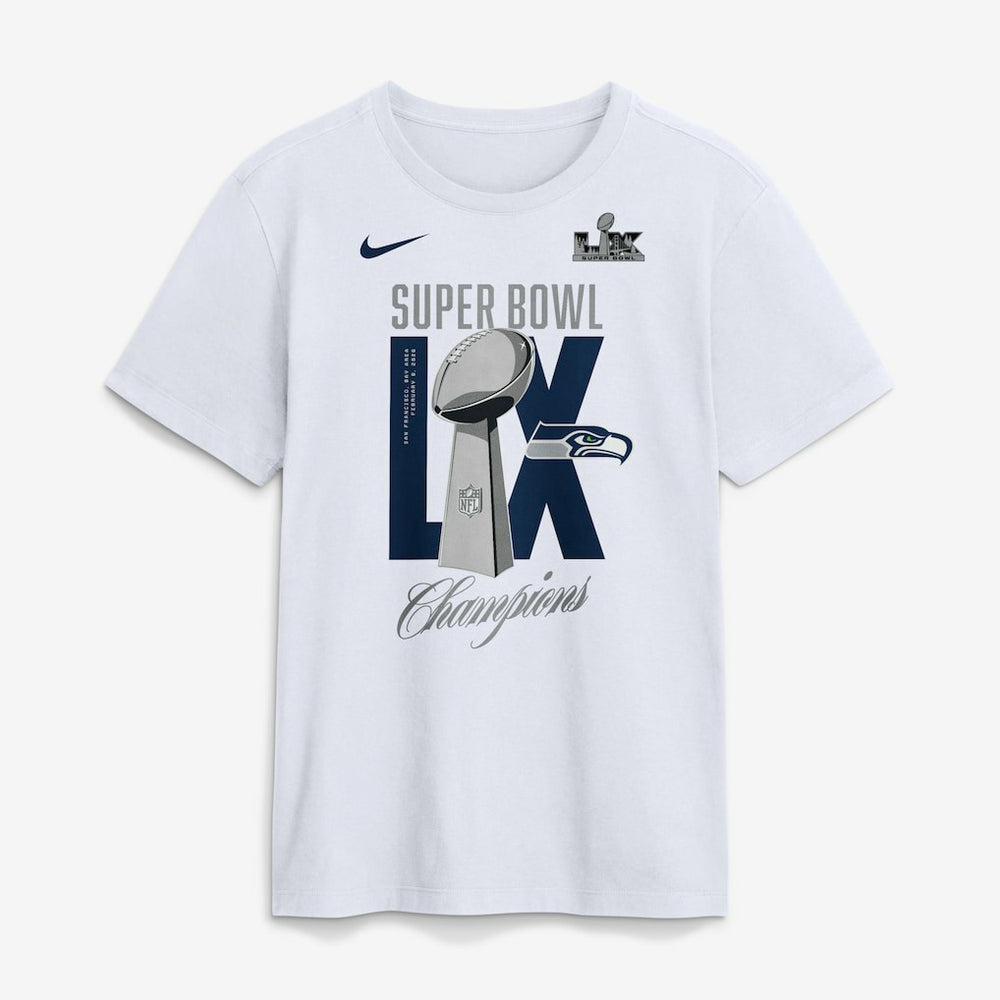 Seattle Seahawks Super Bowl LX Champions Lombardi Trophy T-Shirt - White cheap