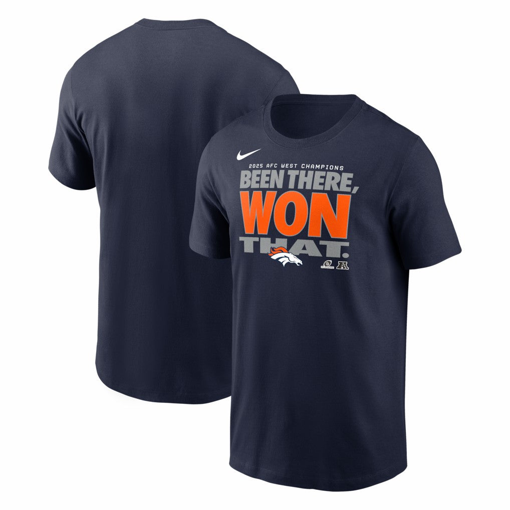 Denver Broncos 2025 AFC West Division Champions Locker Room Trophy Collection T-Shirt - Navy discount