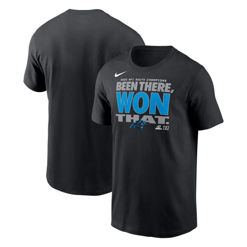 Carolina Panthers 2025 NFC South Division Champions Locker Room Trophy Collection T-Shirt - Black sale