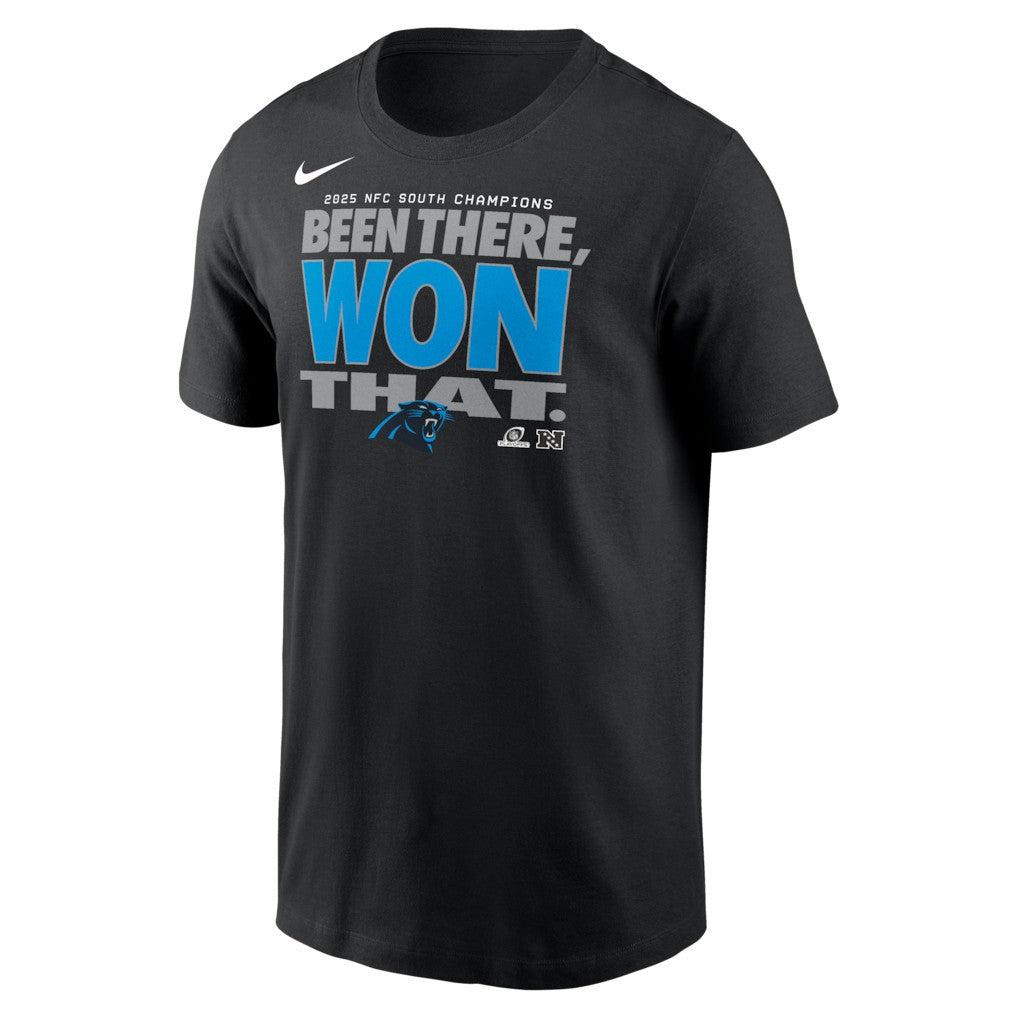 Carolina Panthers 2025 NFC South Division Champions Locker Room Trophy Collection T-Shirt - Black sale