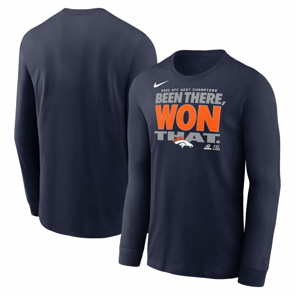 Denver Broncos 2025 AFC West Division Champions Locker Room Trophy Collection Long Sleeve T-Shirt - Navy online