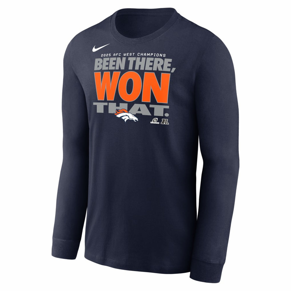 Denver Broncos 2025 AFC West Division Champions Locker Room Trophy Collection Long Sleeve T-Shirt - Navy online