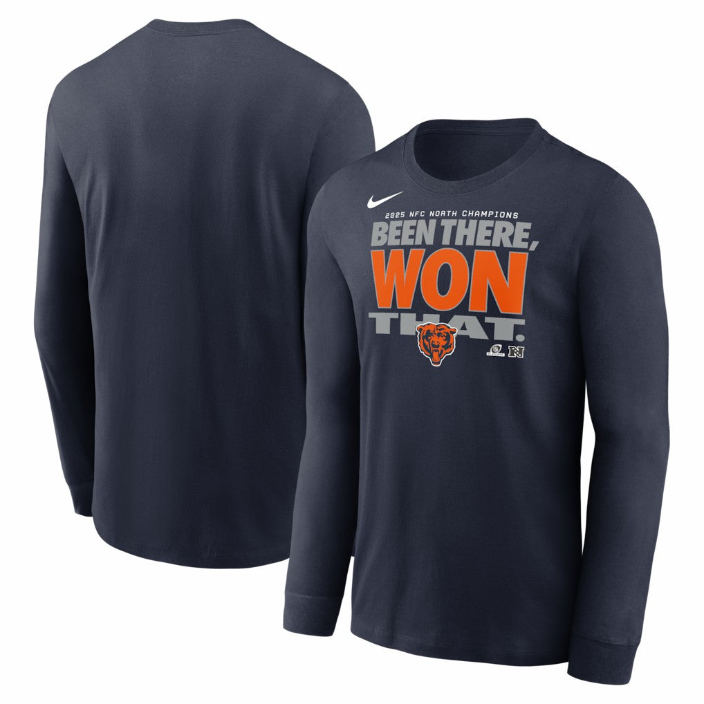 Chicago Bears 2025 NFC North Division Champions Locker Room Trophy Collection Long Sleeve T-Shirt - Navy online