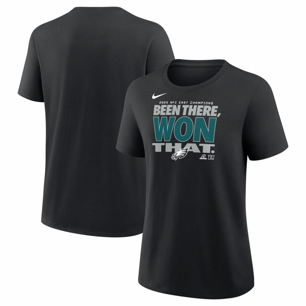 Philadelphia Eagles Women's 2025 NFC East Division Champions Locker Room Trophy Collection T-Shirt - Black sale