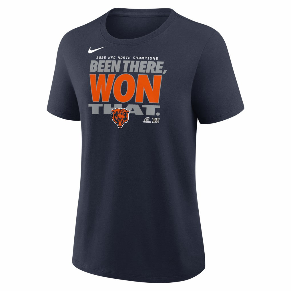 Chicago Bears Women's 2025 NFC North Division Champions Locker Room Trophy Collection T-Shirt - Navy sale