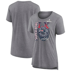 New England Patriots Women's Super Bowl LX Retro Tri-Blend T-Shirt - Heather Gray cheap