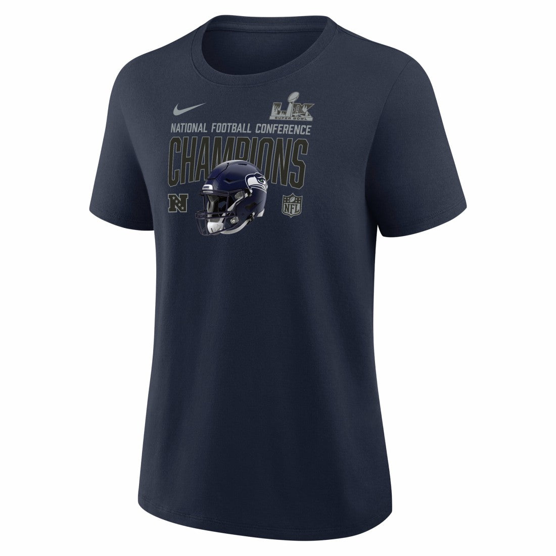 Seattle Seahawks Women's 2025 NFC Champions Helmet T-Shirt - College Navy cheap