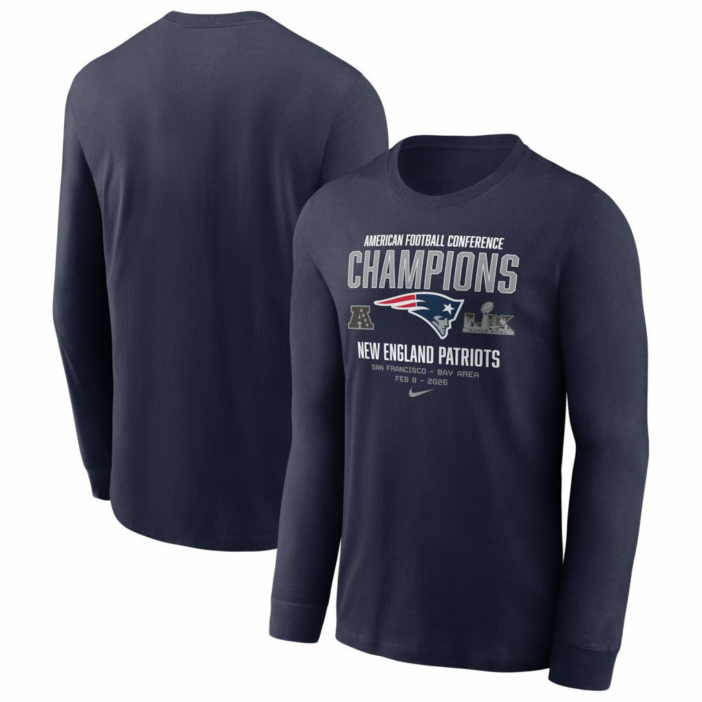 New England Patriots 2025 AFC Champions Team Nation Long Sleeve T-Shirt - Navy discount