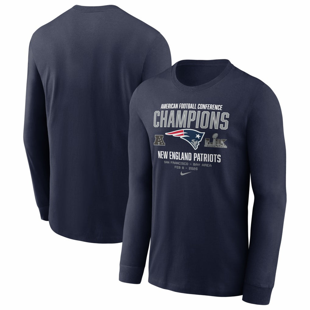 New England Patriots 2025 AFC Champions Team Nation Long Sleeve T-Shirt - Navy discount