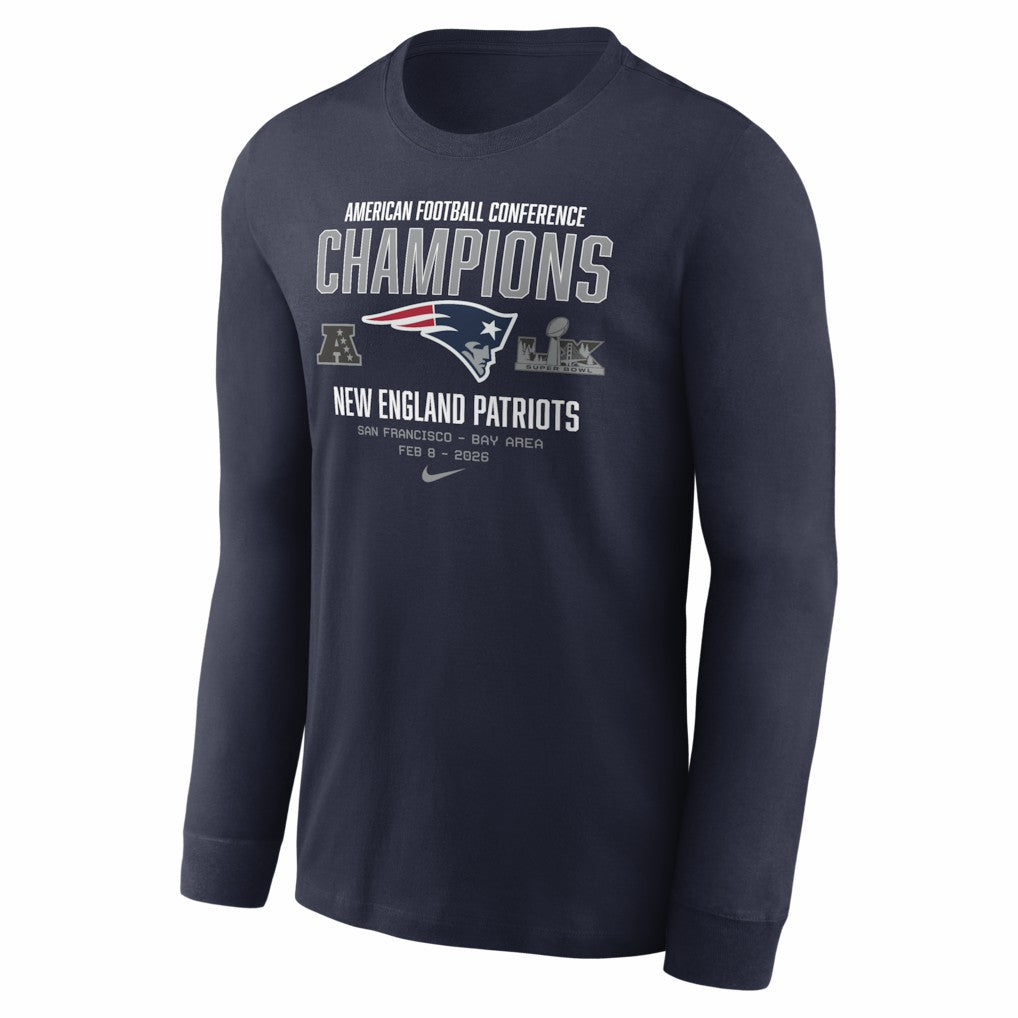 New England Patriots 2025 AFC Champions Team Nation Long Sleeve T-Shirt - Navy discount