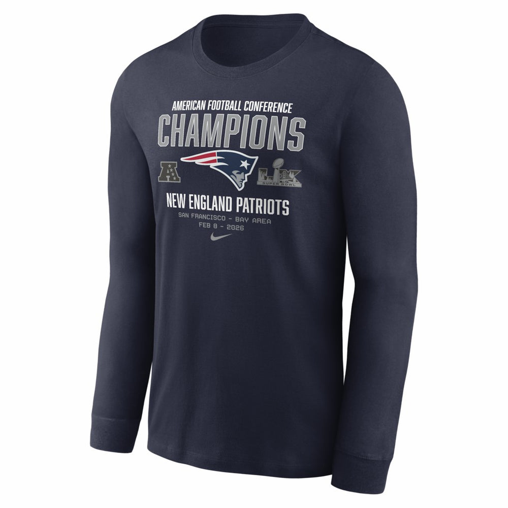 New England Patriots 2025 AFC Champions Team Nation Long Sleeve T-Shirt - Navy discount