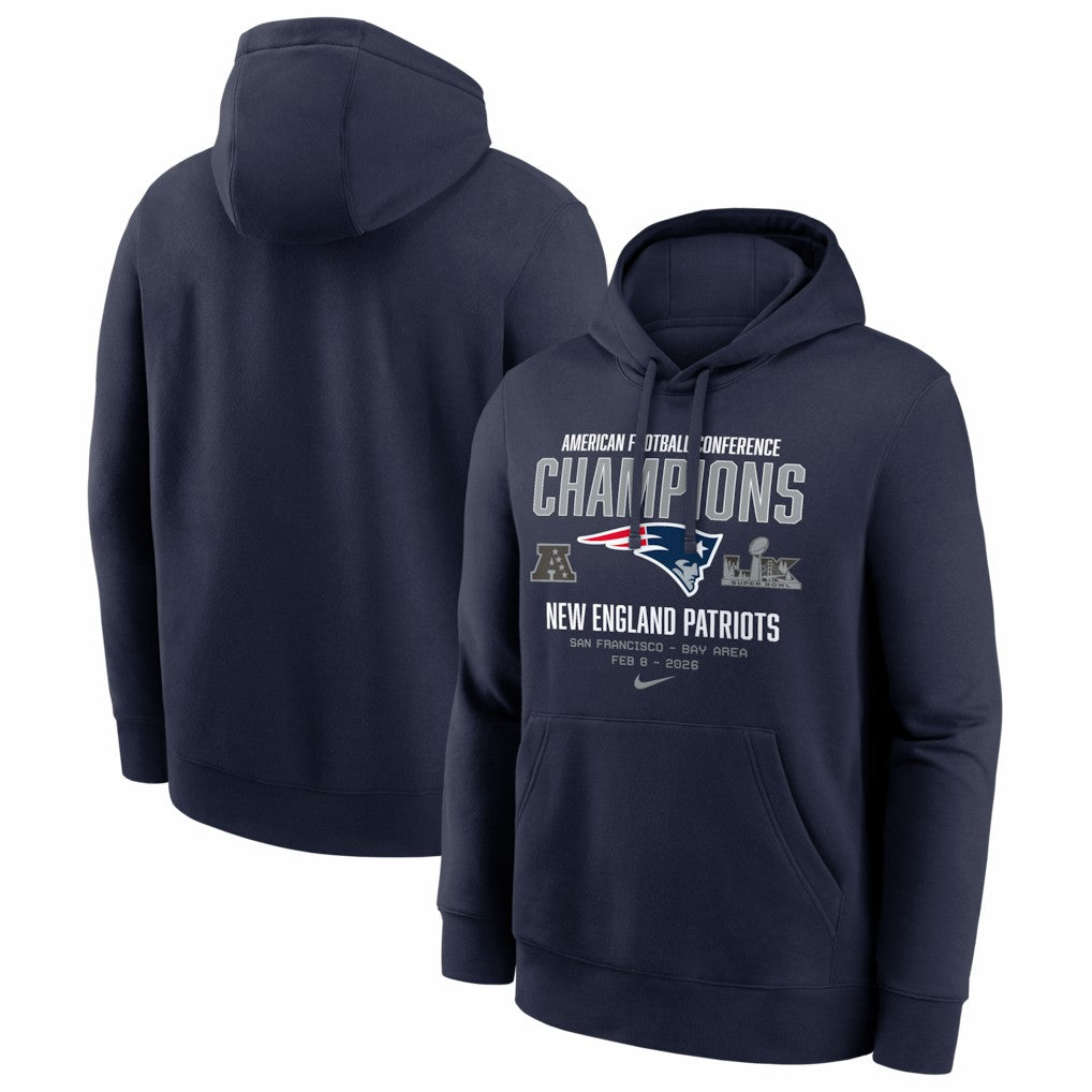 New England Patriots 2025 AFC Champions Team Nation Hoodie - Navy for sale