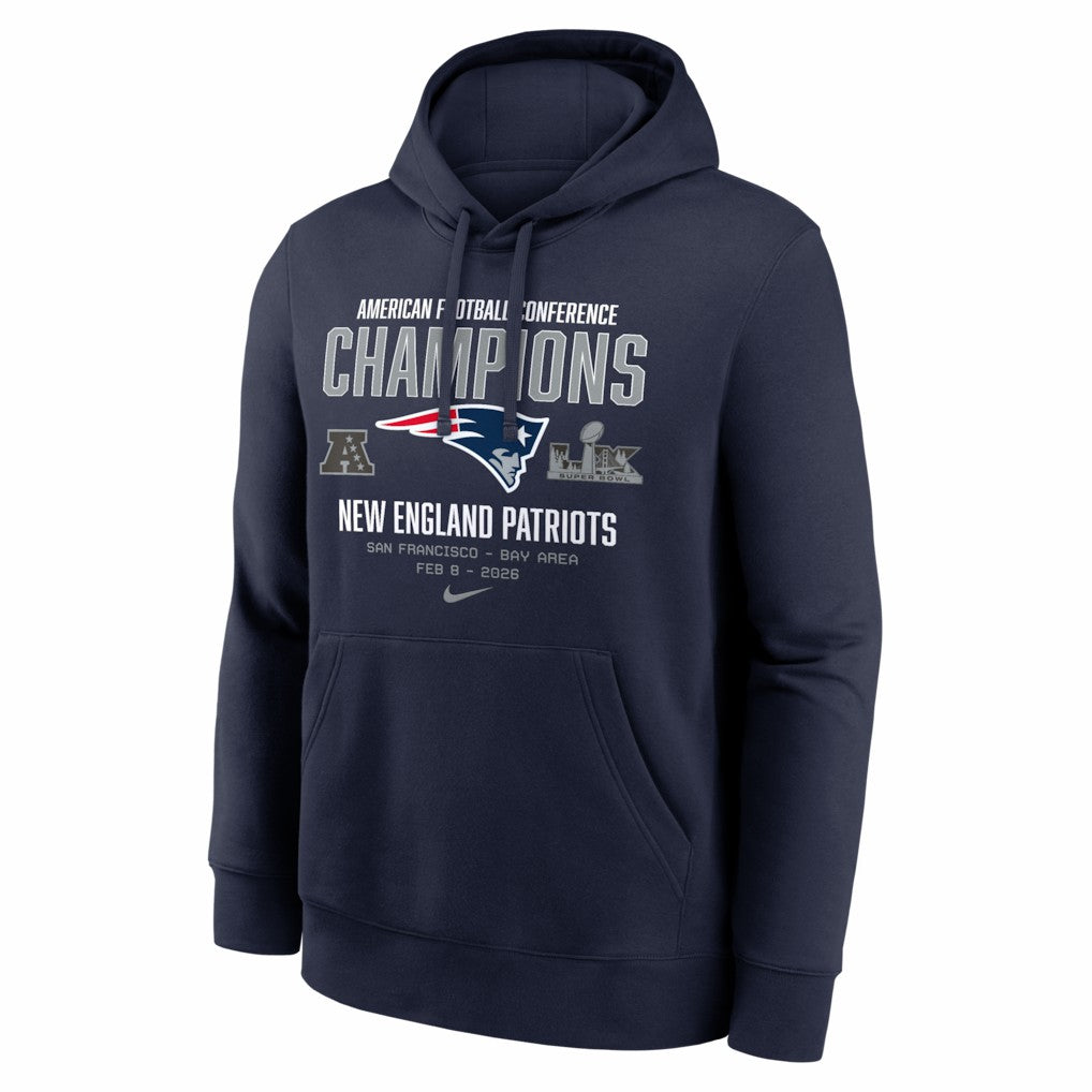 New England Patriots 2025 AFC Champions Team Nation Hoodie - Navy for sale