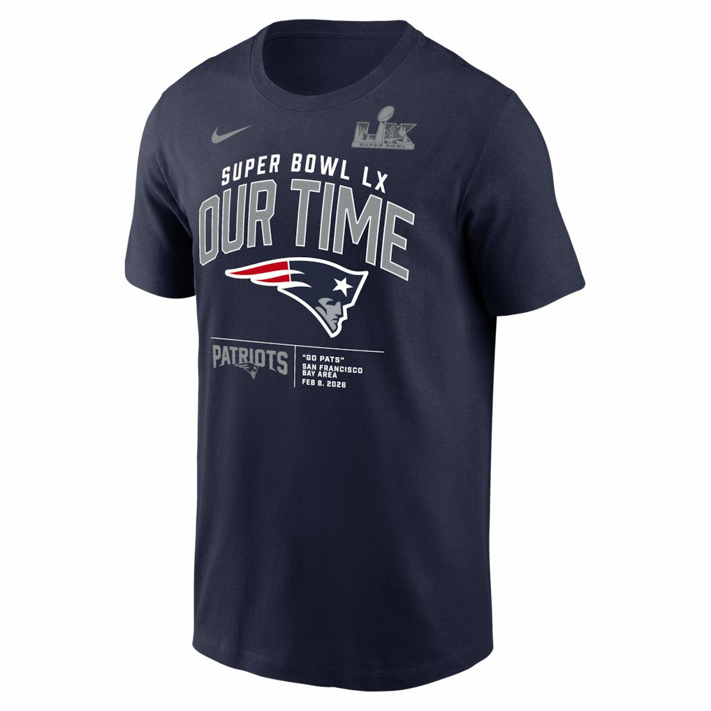 New England Patriots Super Bowl LX Clear Sign T-Shirt - Navy cheap