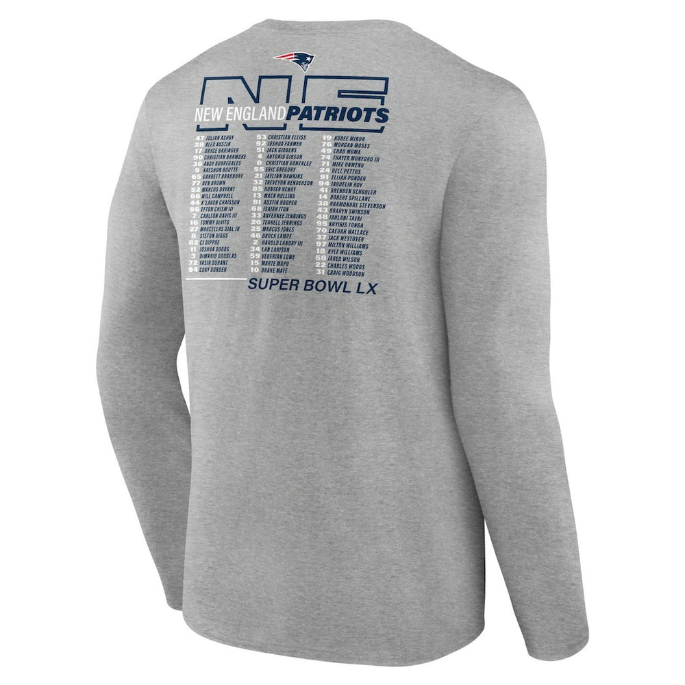 New England Patriots Super Bowl LX Roster Long Sleeve T-Shirt - Heather Gray online