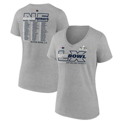 New England Patriots Women's Super Bowl LX Roster V-Neck T-Shirt - Heather Gray sale