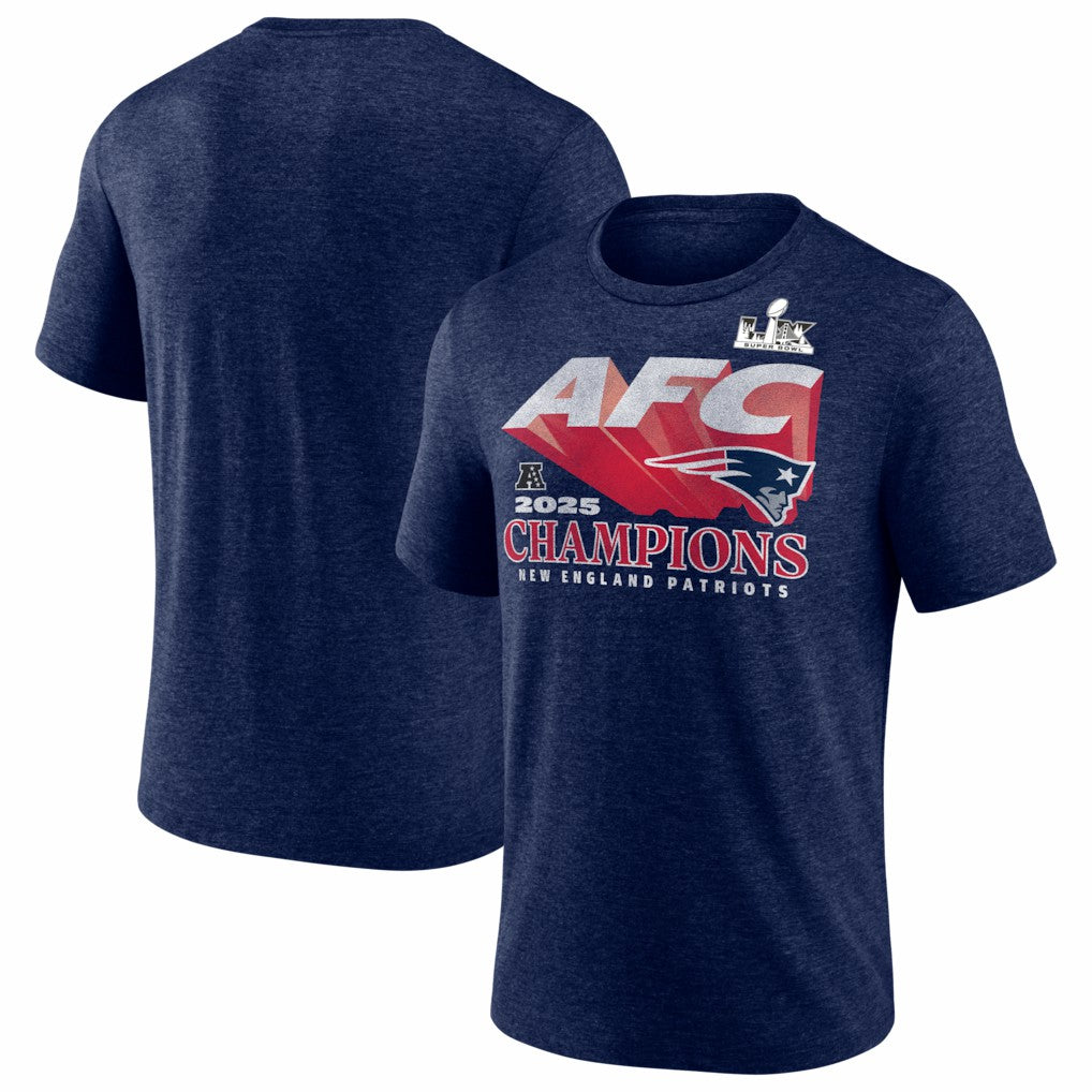 New England Patriots 2025 AFC Champions Quick Pass Tri-Blend T-Shirt - Heather Navy online