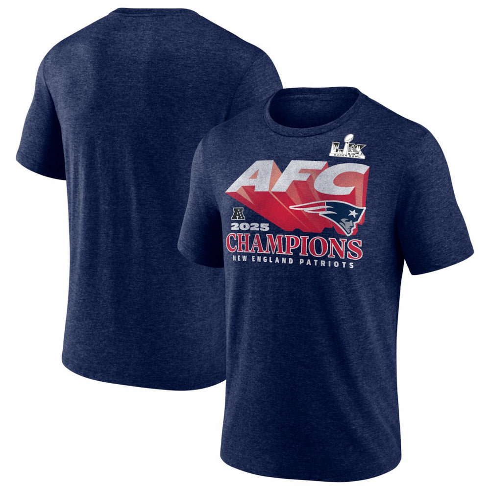 New England Patriots 2025 AFC Champions Quick Pass Tri-Blend T-Shirt - Heather Navy online