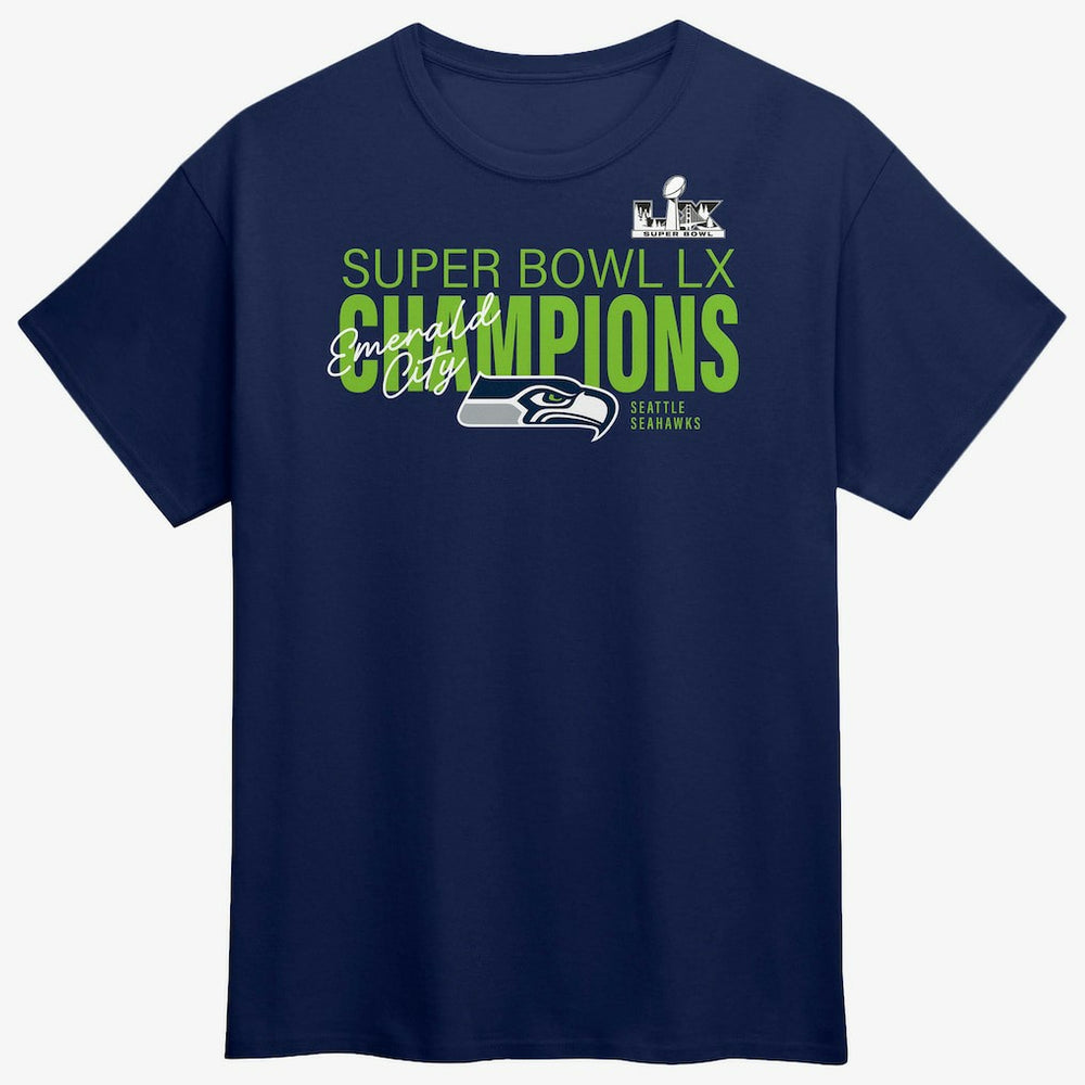 Seattle Seahawks Super Bowl LX Champions Autograph Signing Roster T-Shirt - College Navy sale