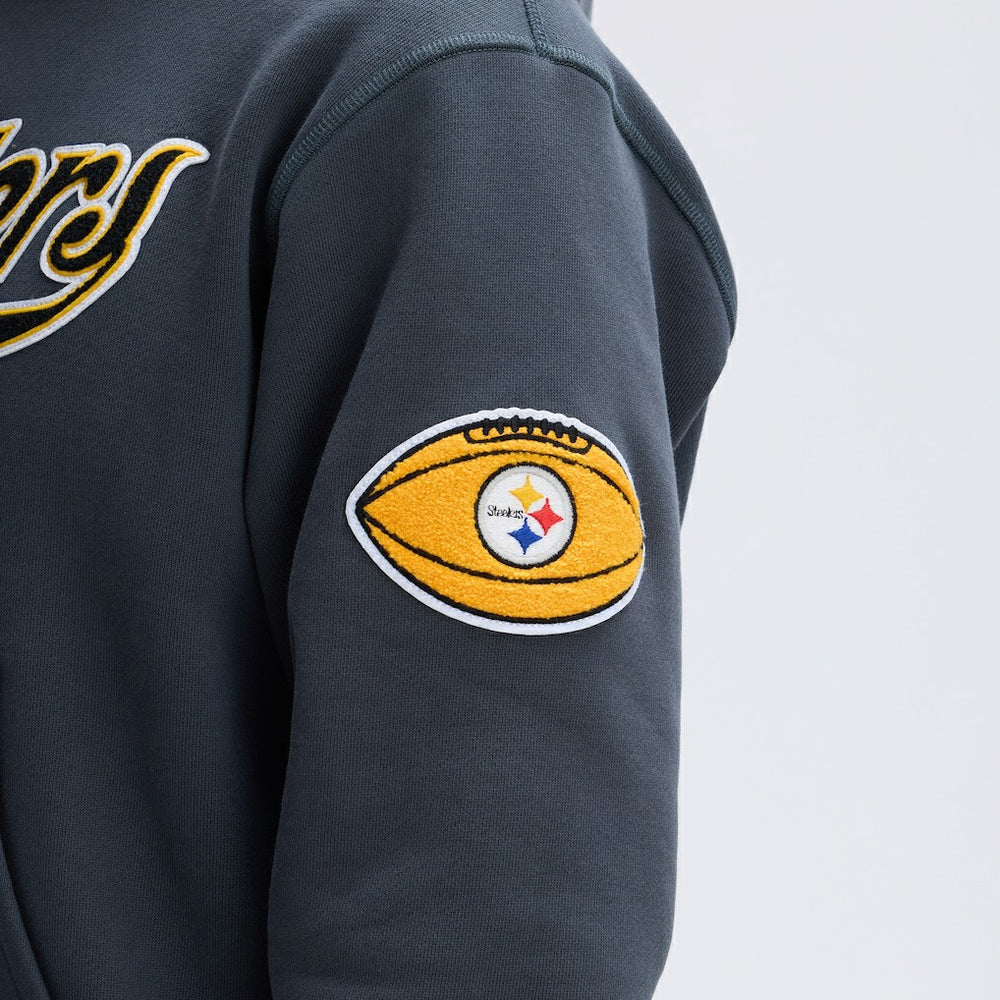 Pittsburgh Steelers IconicFleece Tipped Hoodie - Charcoal discount