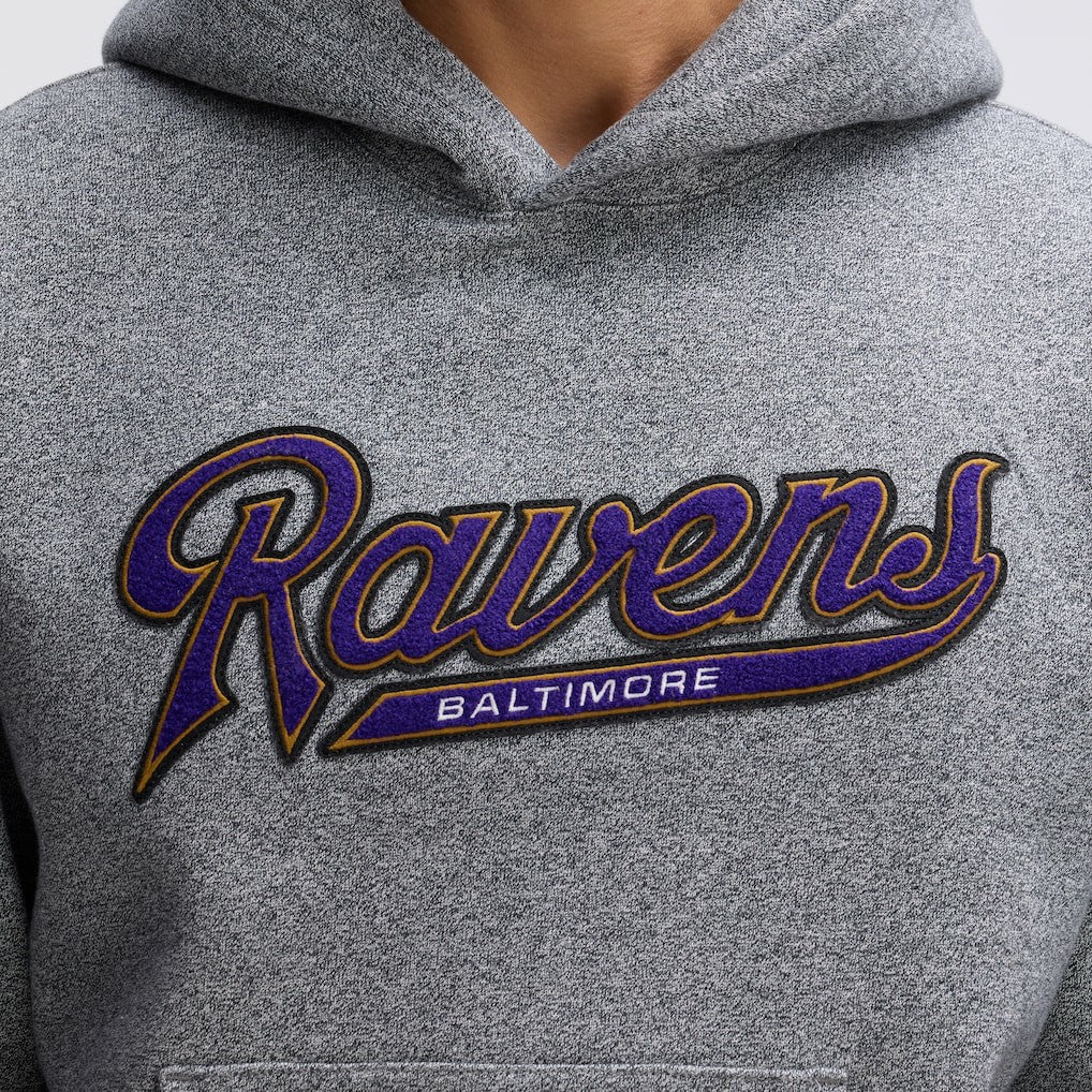 Baltimore Ravens IconicFleece Tipped Hoodie - Athletic Heather Gray on sale