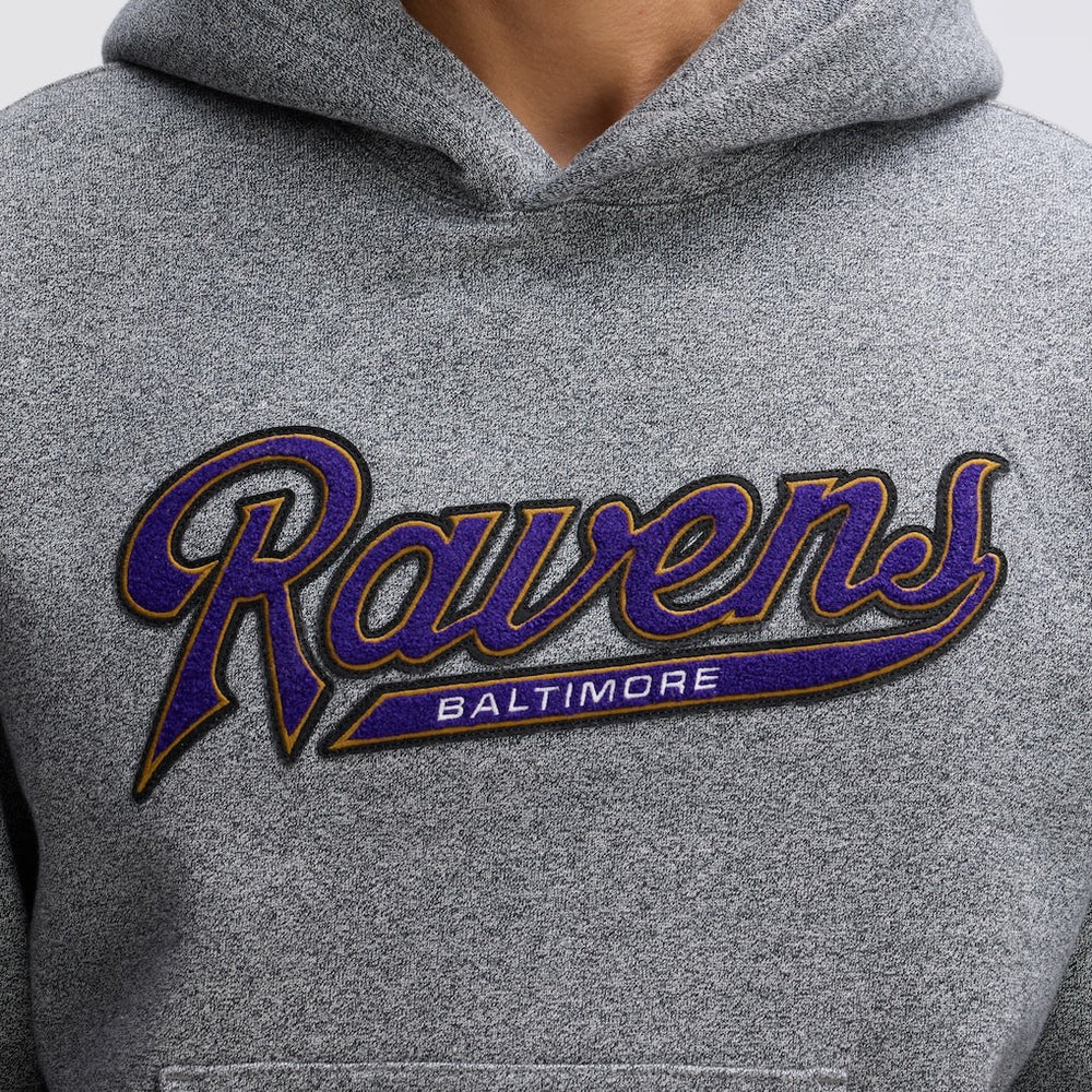 Baltimore Ravens IconicFleece Tipped Hoodie - Athletic Heather Gray on sale