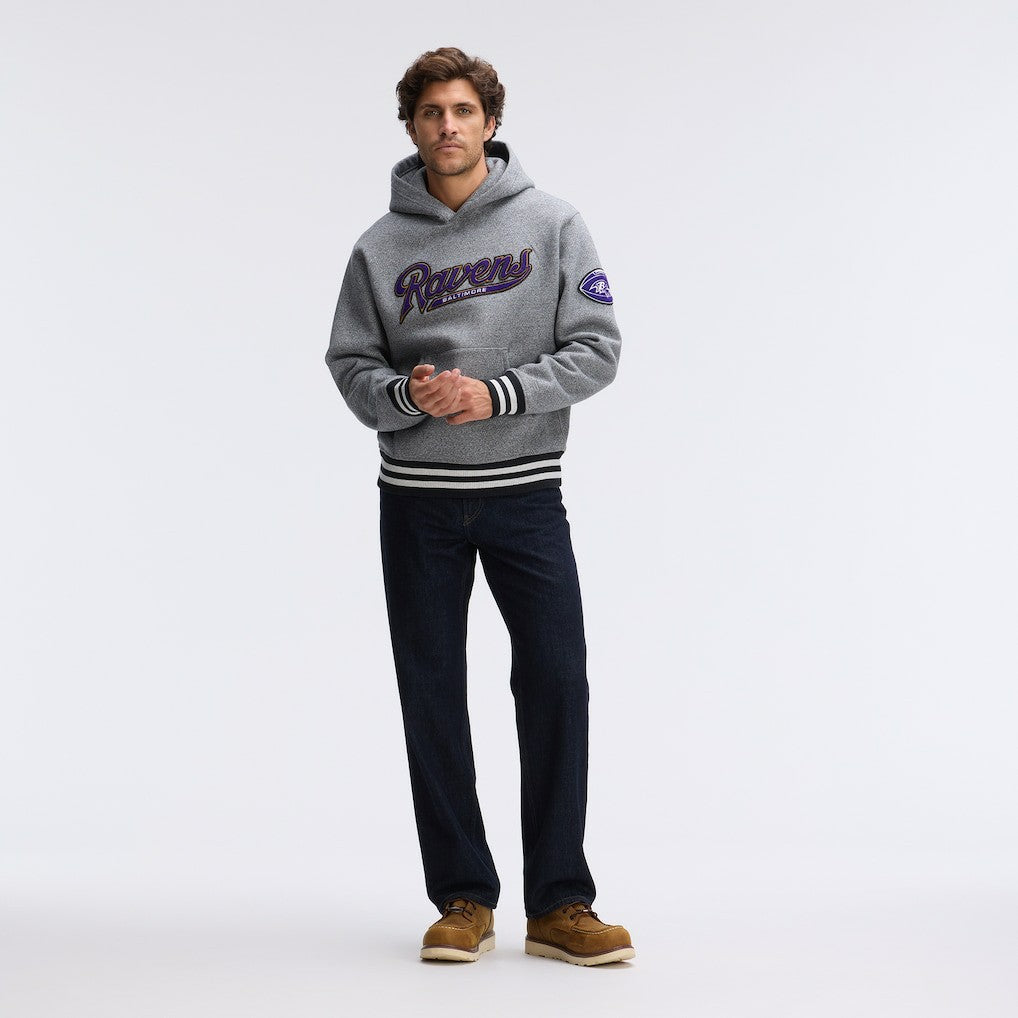 Baltimore Ravens IconicFleece Tipped Hoodie - Athletic Heather Gray on sale