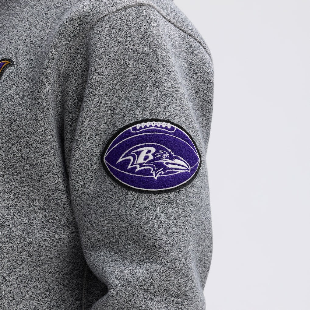 Baltimore Ravens IconicFleece Tipped Hoodie - Athletic Heather Gray on sale