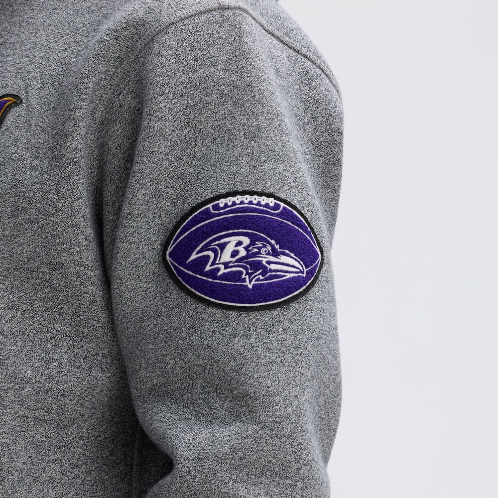 Baltimore Ravens IconicFleece Tipped Hoodie - Athletic Heather Gray on sale