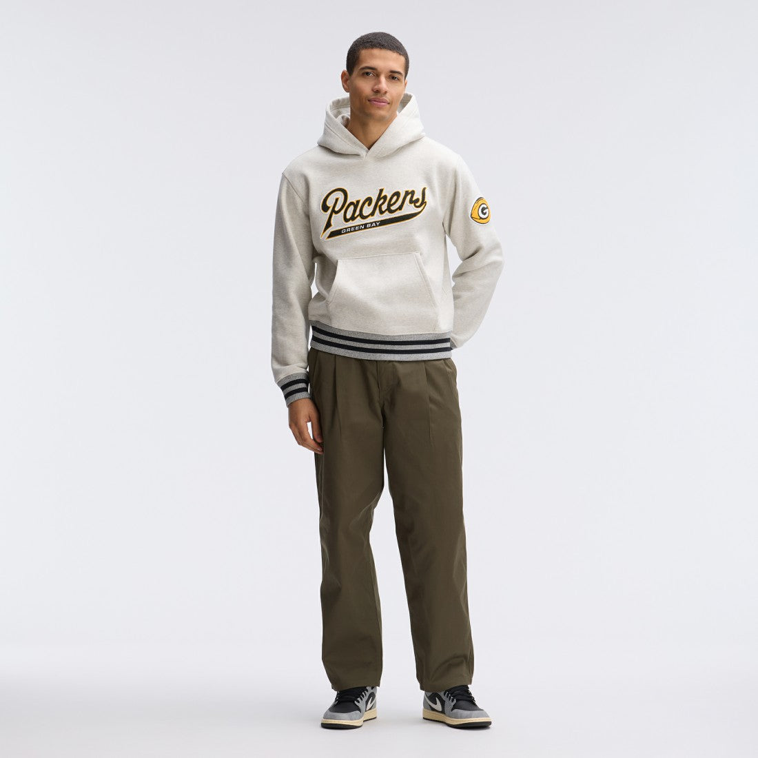 Green Bay Packers IconicFleece Tipped Hoodie - Oatmeal cheap