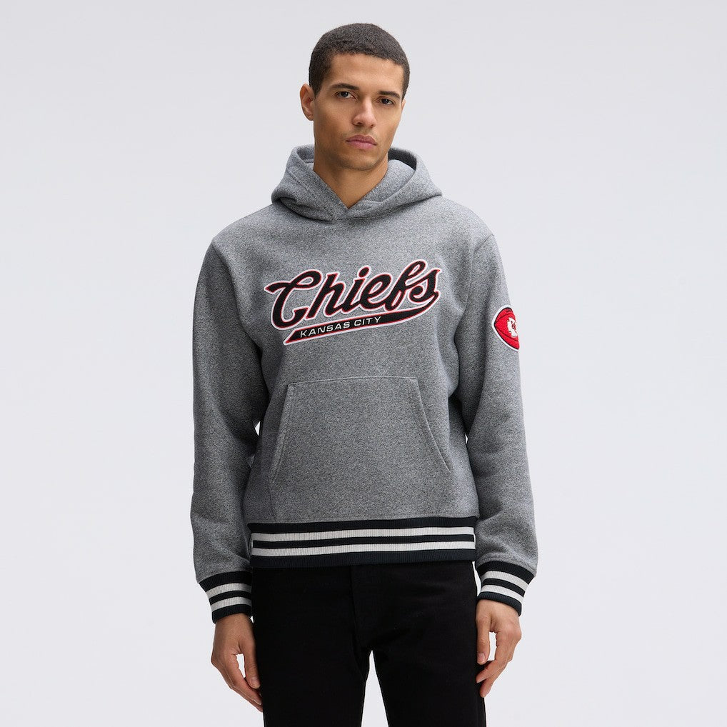 Kansas City Chiefs IconicFleece Tipped Hoodie - Athletic Heather Gray sale