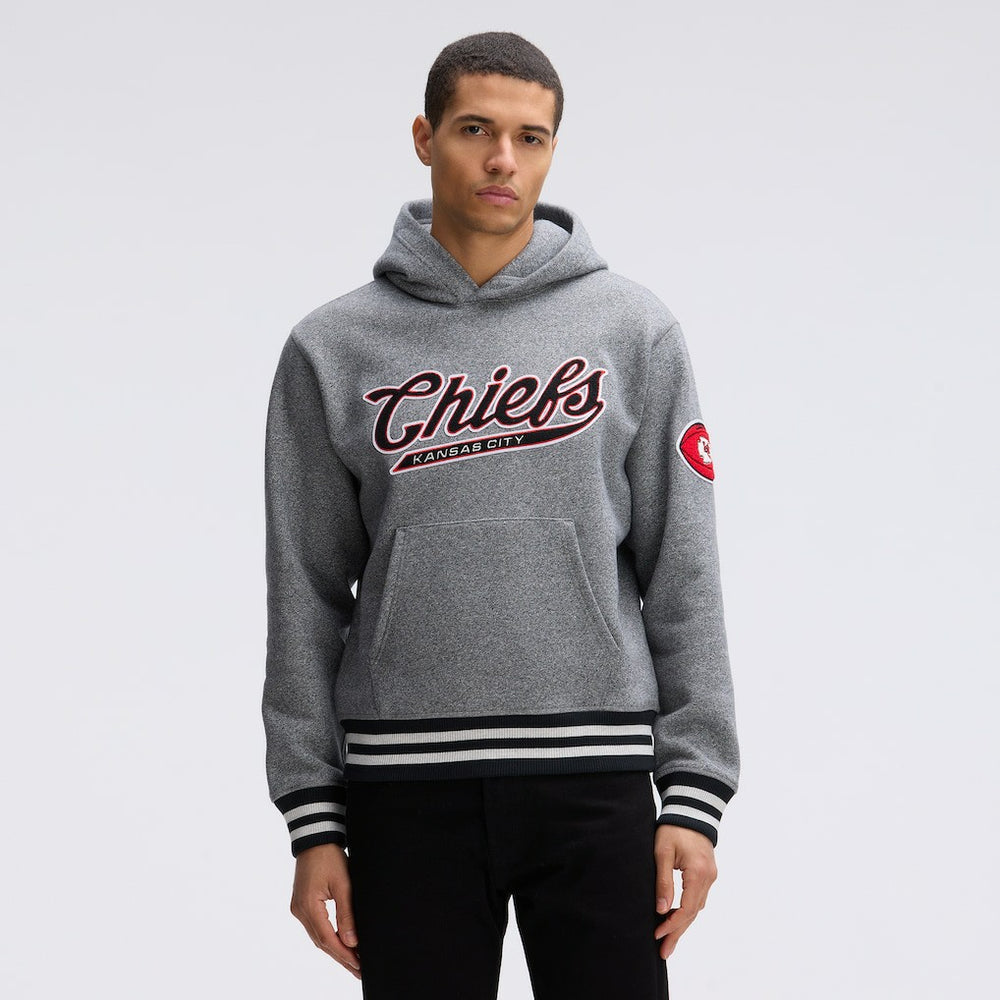 Kansas City Chiefs IconicFleece Tipped Hoodie - Athletic Heather Gray sale