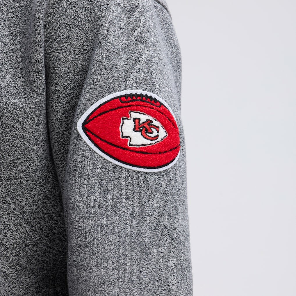 Kansas City Chiefs IconicFleece Tipped Hoodie - Athletic Heather Gray sale