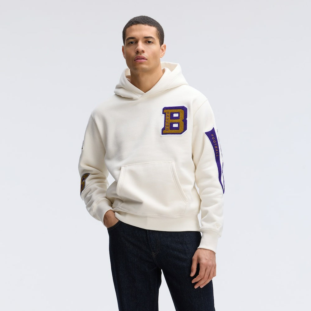 Baltimore Ravens IconicFleece Letterman Hoodie - Oatmeal for sale