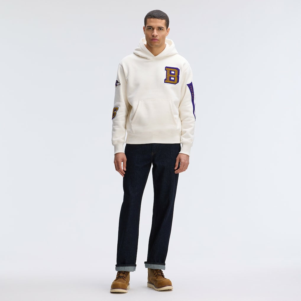 Baltimore Ravens IconicFleece Letterman Hoodie - Oatmeal for sale