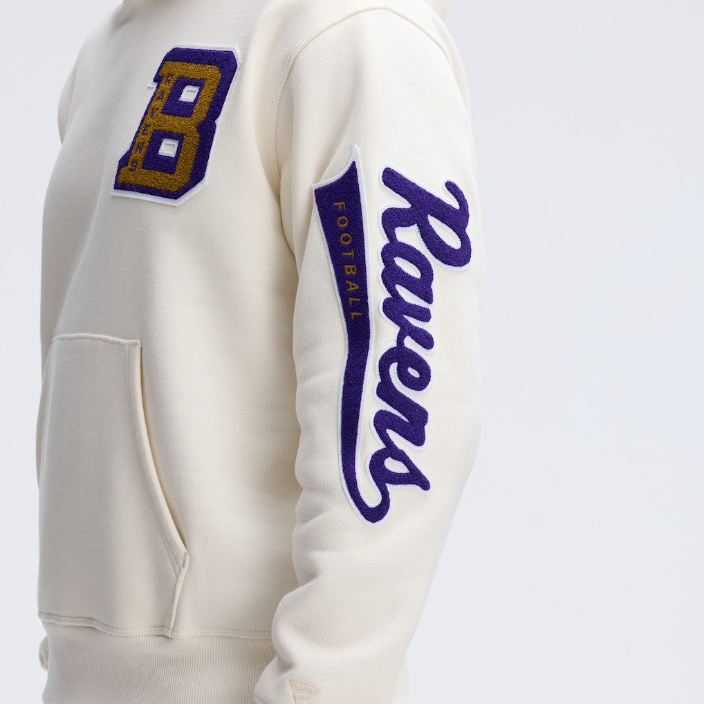 Baltimore Ravens IconicFleece Letterman Hoodie - Oatmeal for sale
