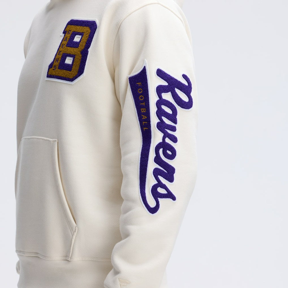 Baltimore Ravens IconicFleece Letterman Hoodie - Oatmeal for sale