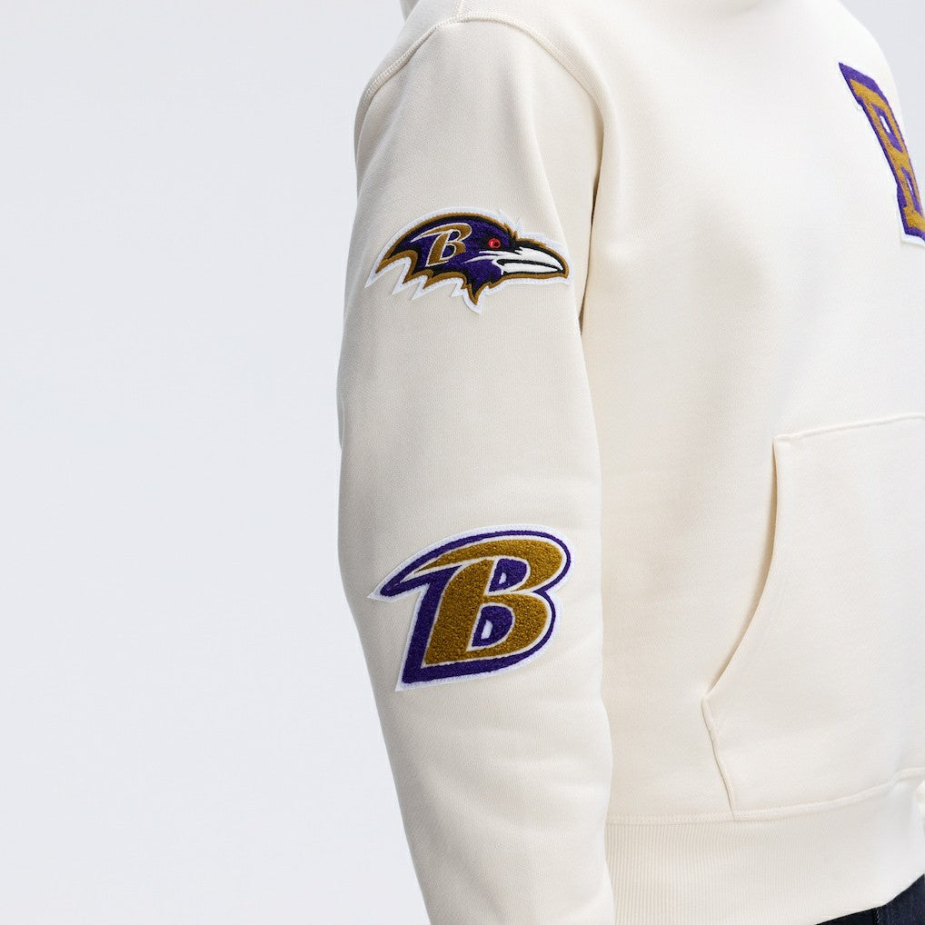 Baltimore Ravens IconicFleece Letterman Hoodie - Oatmeal for sale