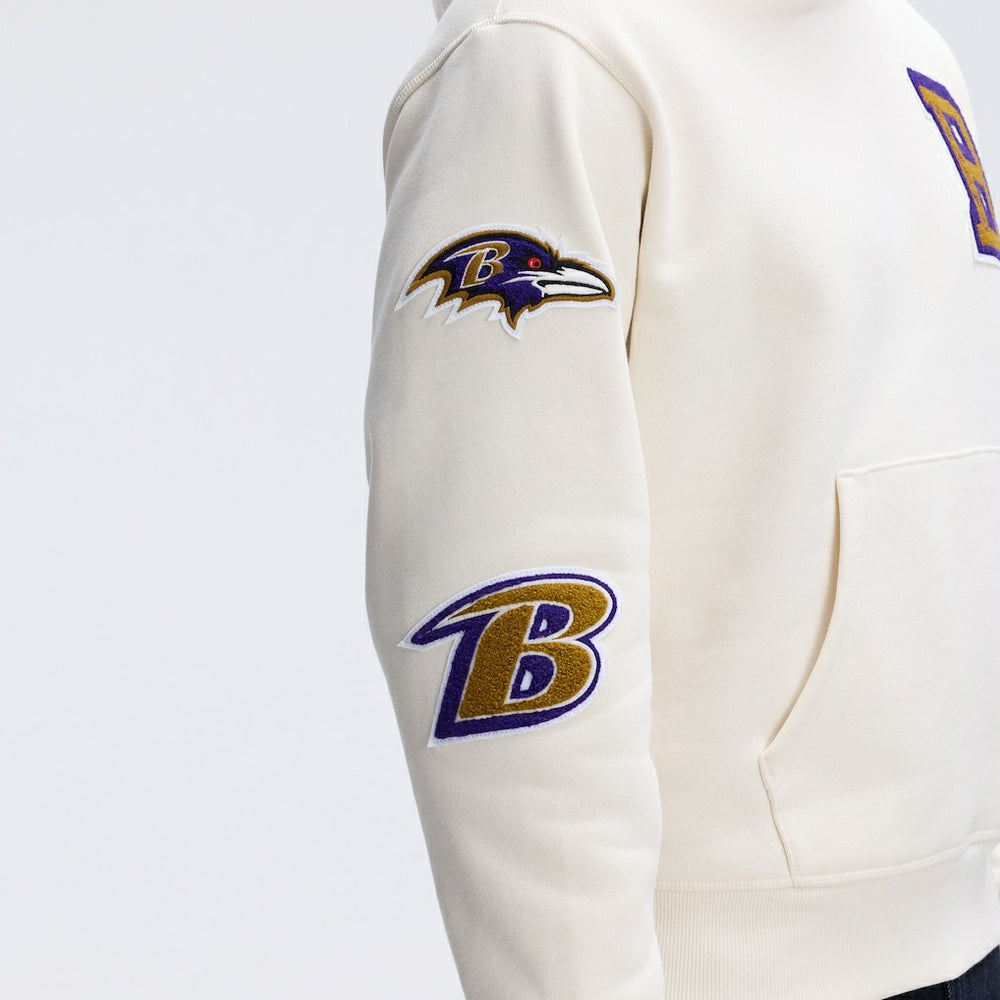 Baltimore Ravens IconicFleece Letterman Hoodie - Oatmeal for sale