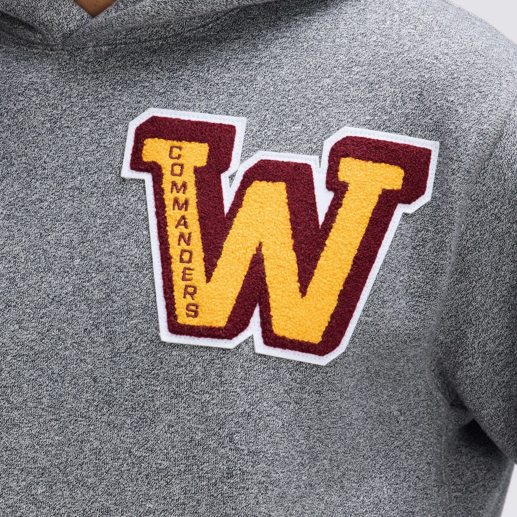 Washington Commanders IconicFleece Letterman Hoodie - Athletic Heather Gray on sale