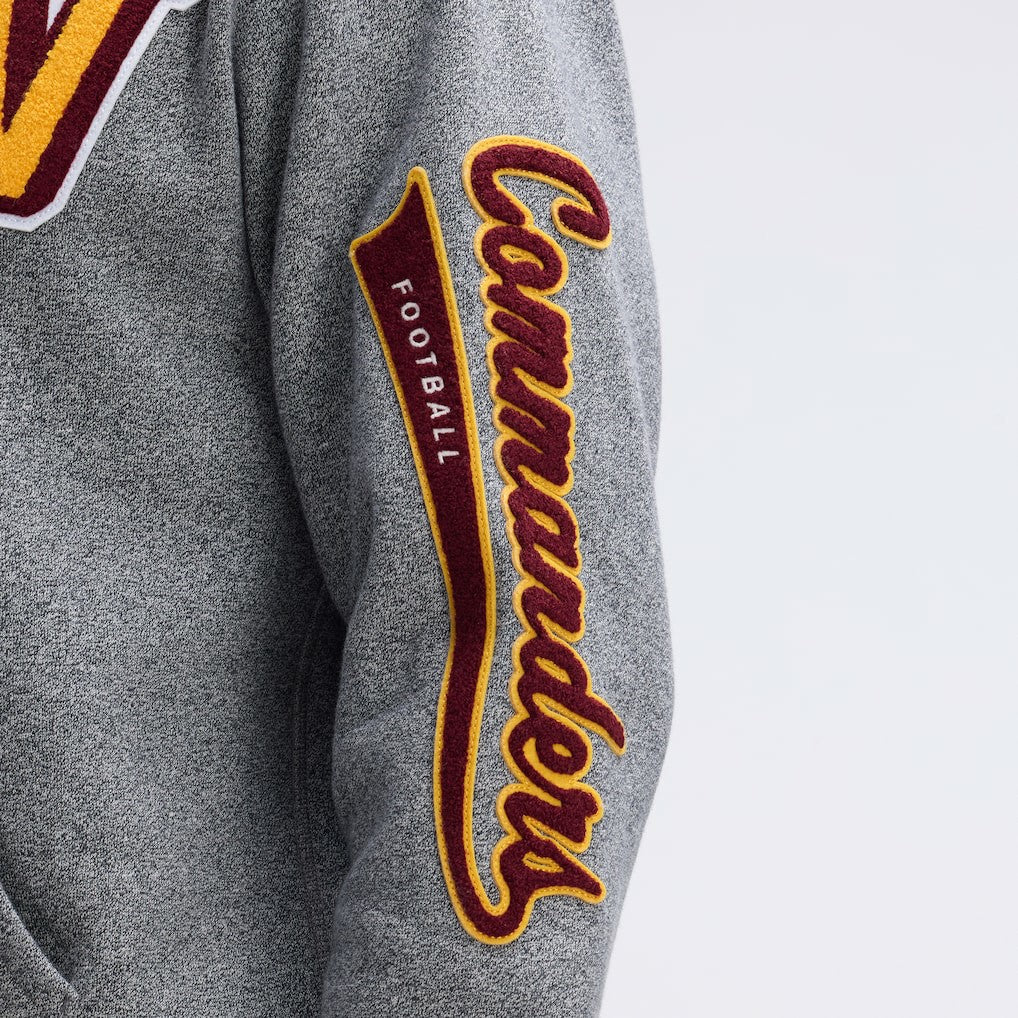 Washington Commanders IconicFleece Letterman Hoodie - Athletic Heather Gray on sale