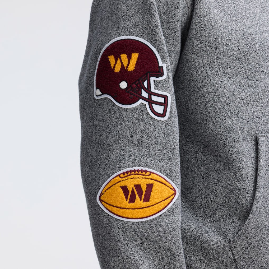 Washington Commanders IconicFleece Letterman Hoodie - Athletic Heather Gray on sale