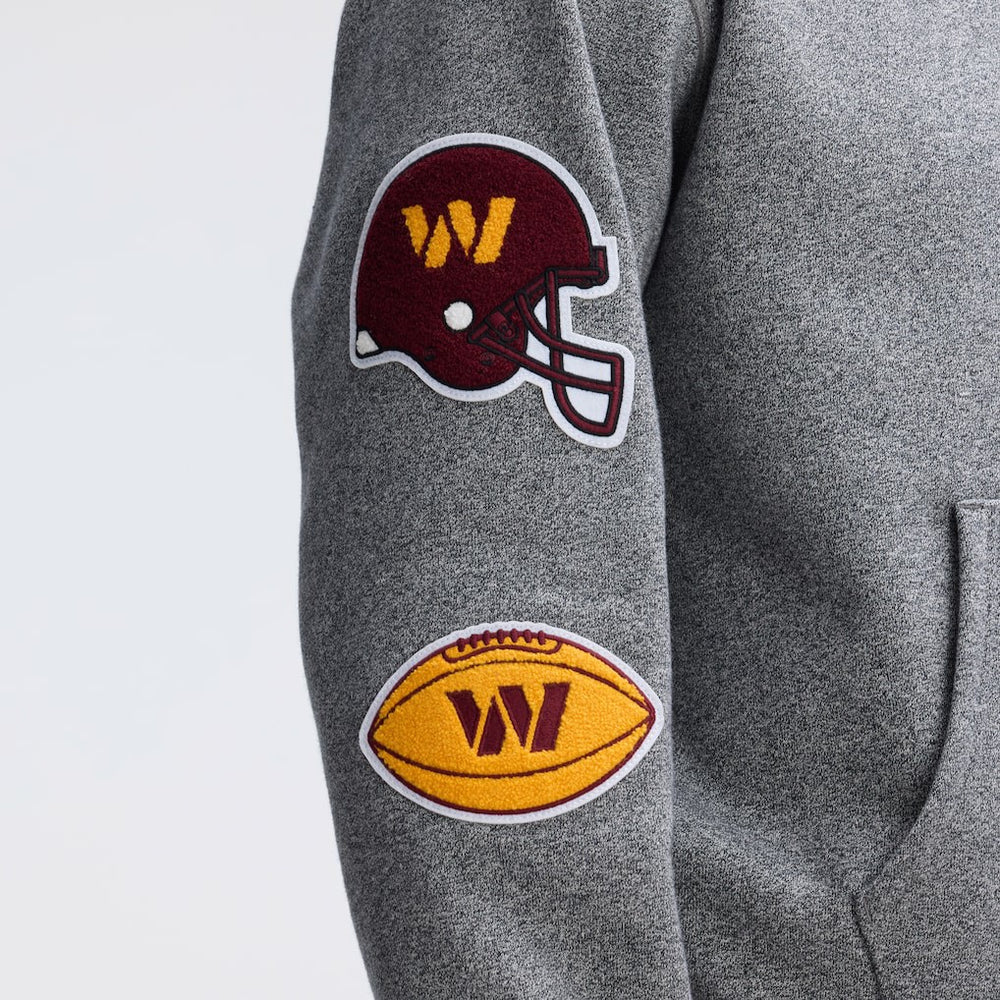 Washington Commanders IconicFleece Letterman Hoodie - Athletic Heather Gray on sale