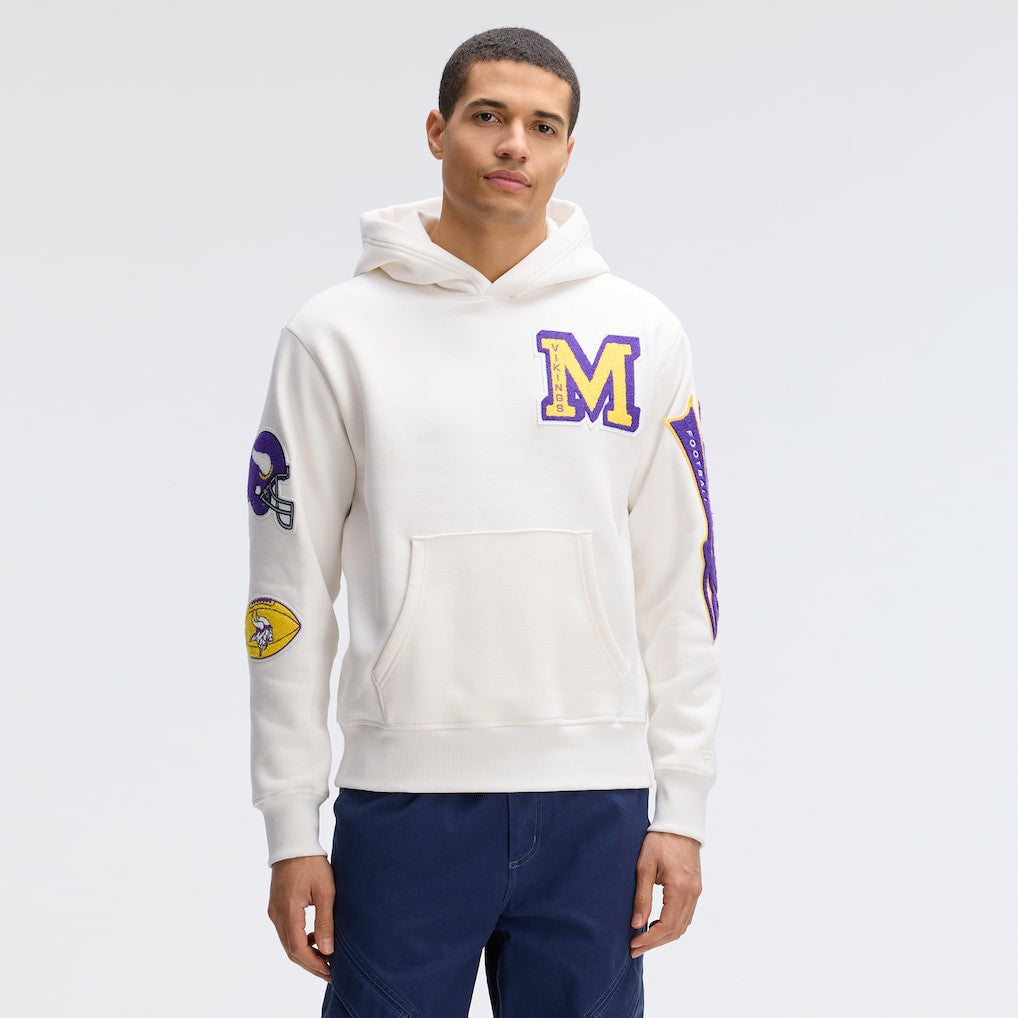 Minnesota Vikings IconicFleece Letterman Hoodie - Oatmeal sale
