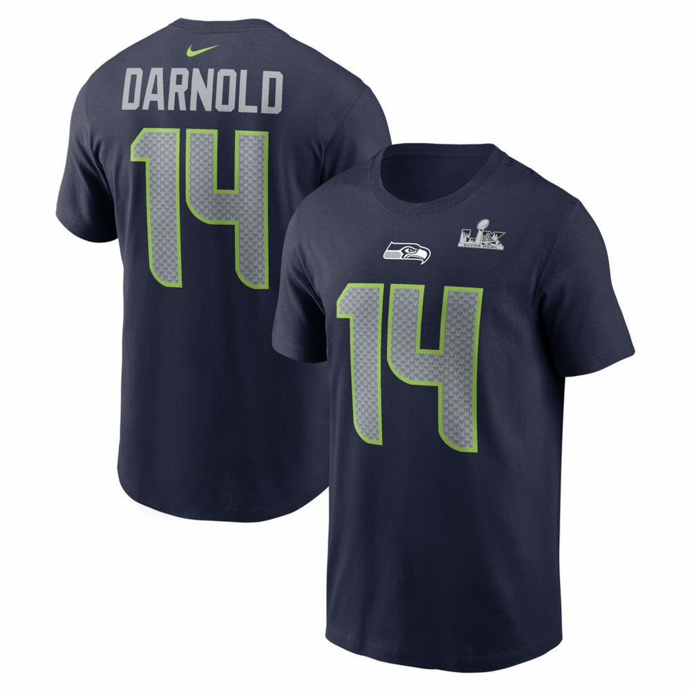 Sam Darnold Seattle Seahawks Super Bowl LX Patch Name & Number T-Shirt - College Navy online