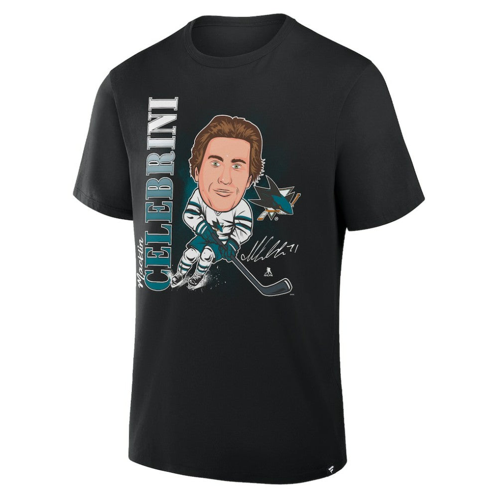 Macklin Celebrini San Jose Sharks Fanatics Caricature Player T-Shirt - Black T-shirts