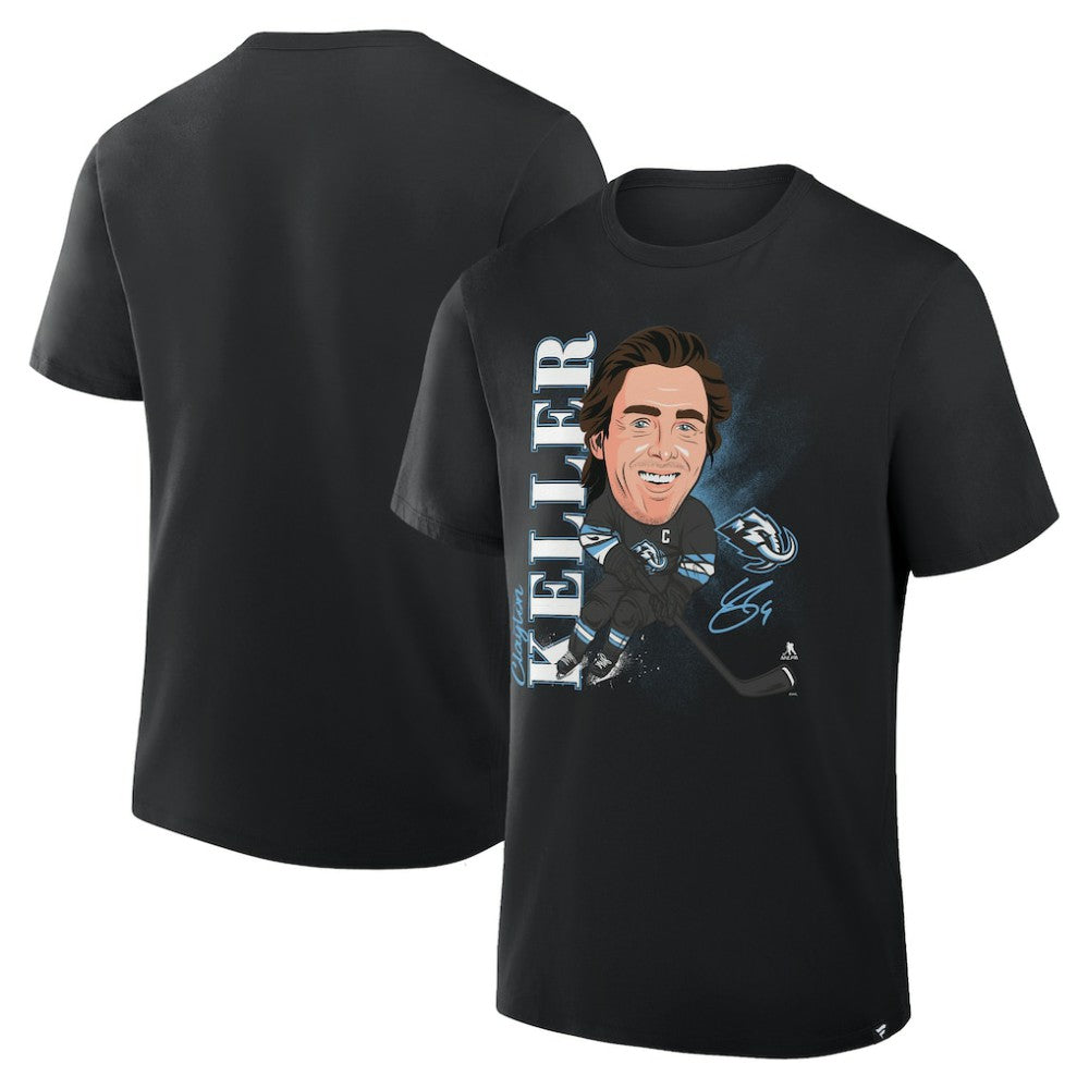 Clayton Keller Utah Mammoth Fanatics Caricature Player T-Shirt - Black T-shirts