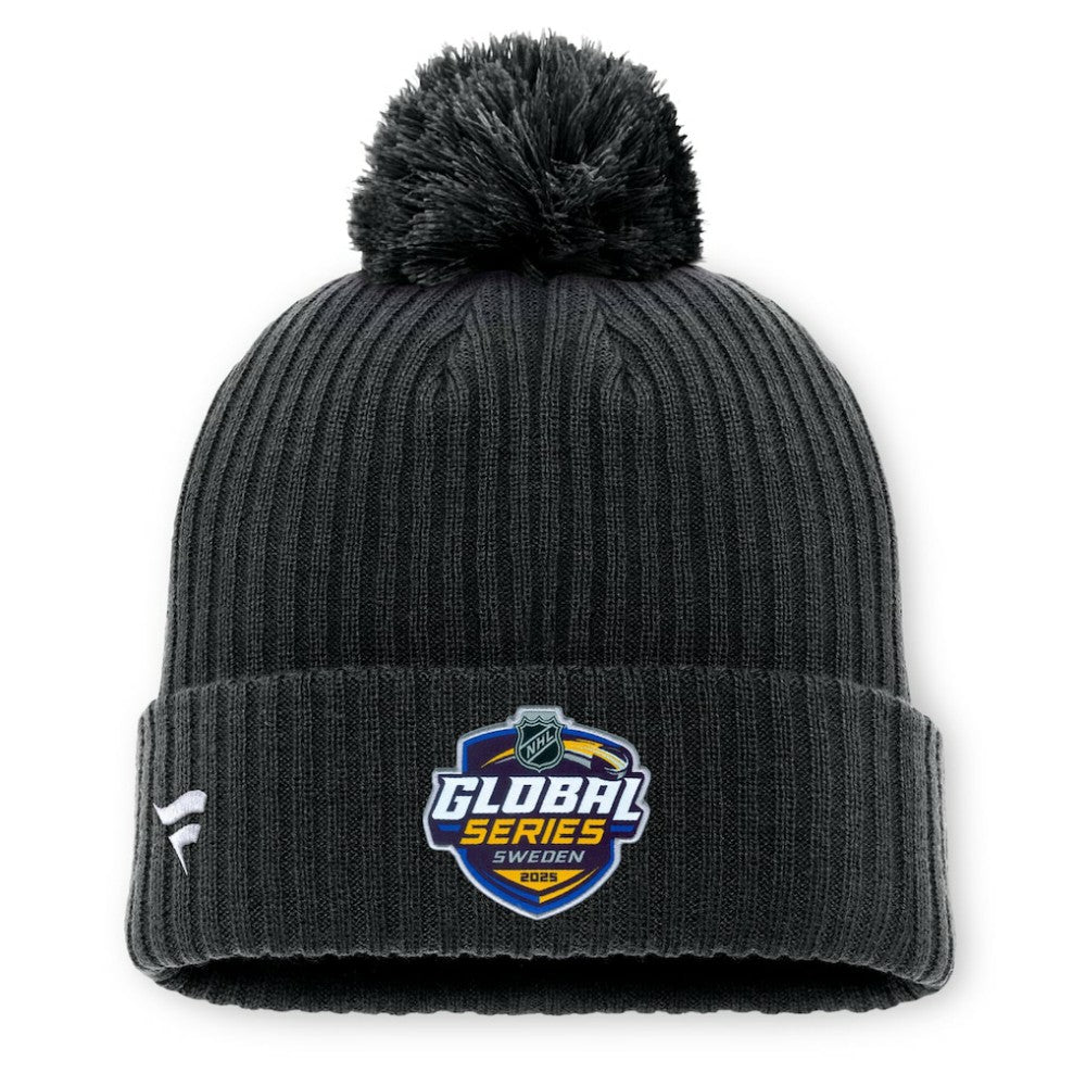 Pittsburgh Penguins Fanatics 2025 NHL Global Series Sweden Cuffed Knit Hat with Pom - Black Hats