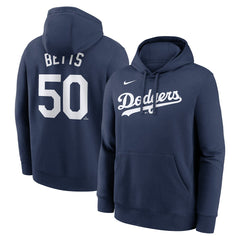 Mookie Betts Los Angeles Dodgers Player Name & Number Club Pullover Hoodie Navy