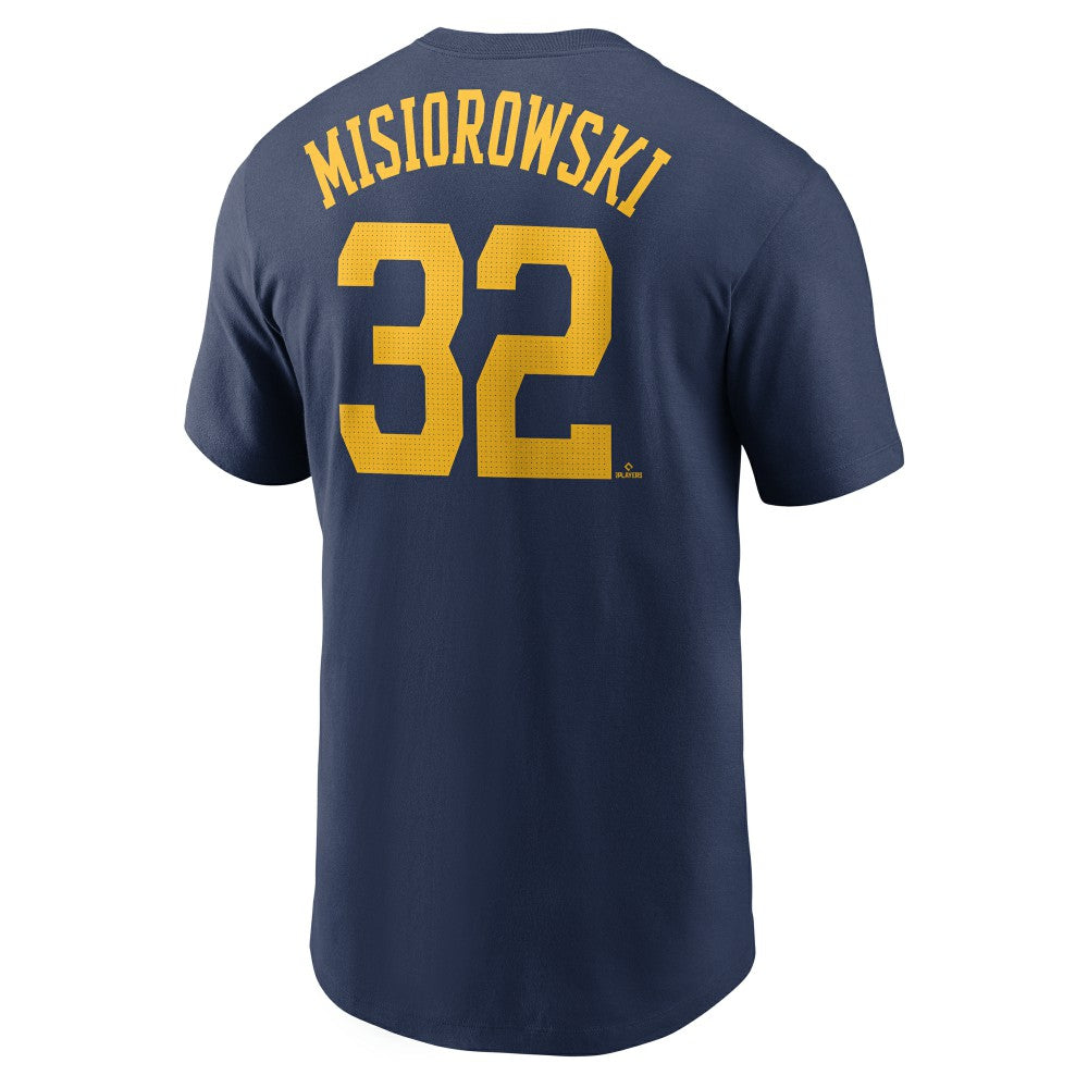 Jacob Misiorowski Milwaukee Brewers Fuse Name & Number T-Shirt Navy